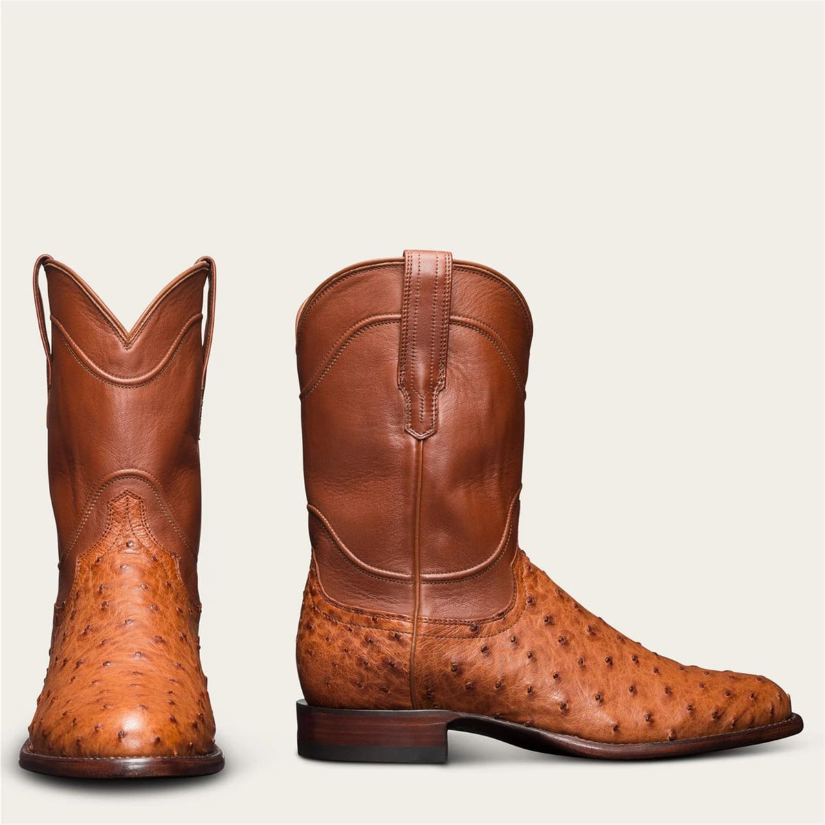 Men's Ostrich Pattern Leather Western Cowboy Boots C158