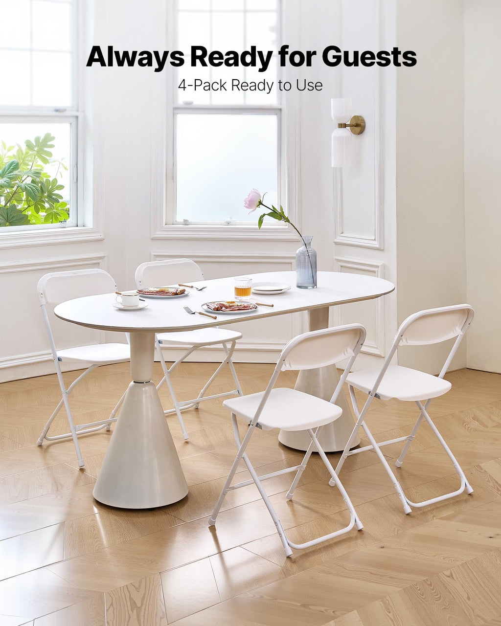4 Pack Folding Plastic Chairs with Metal Frame I49213