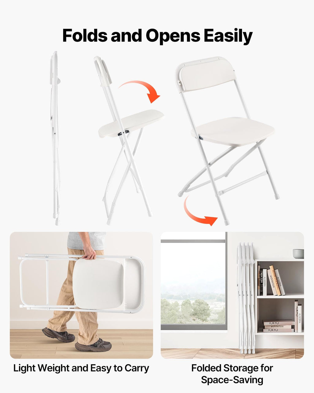 4 Pack Folding Plastic Chairs with Metal Frame I49213