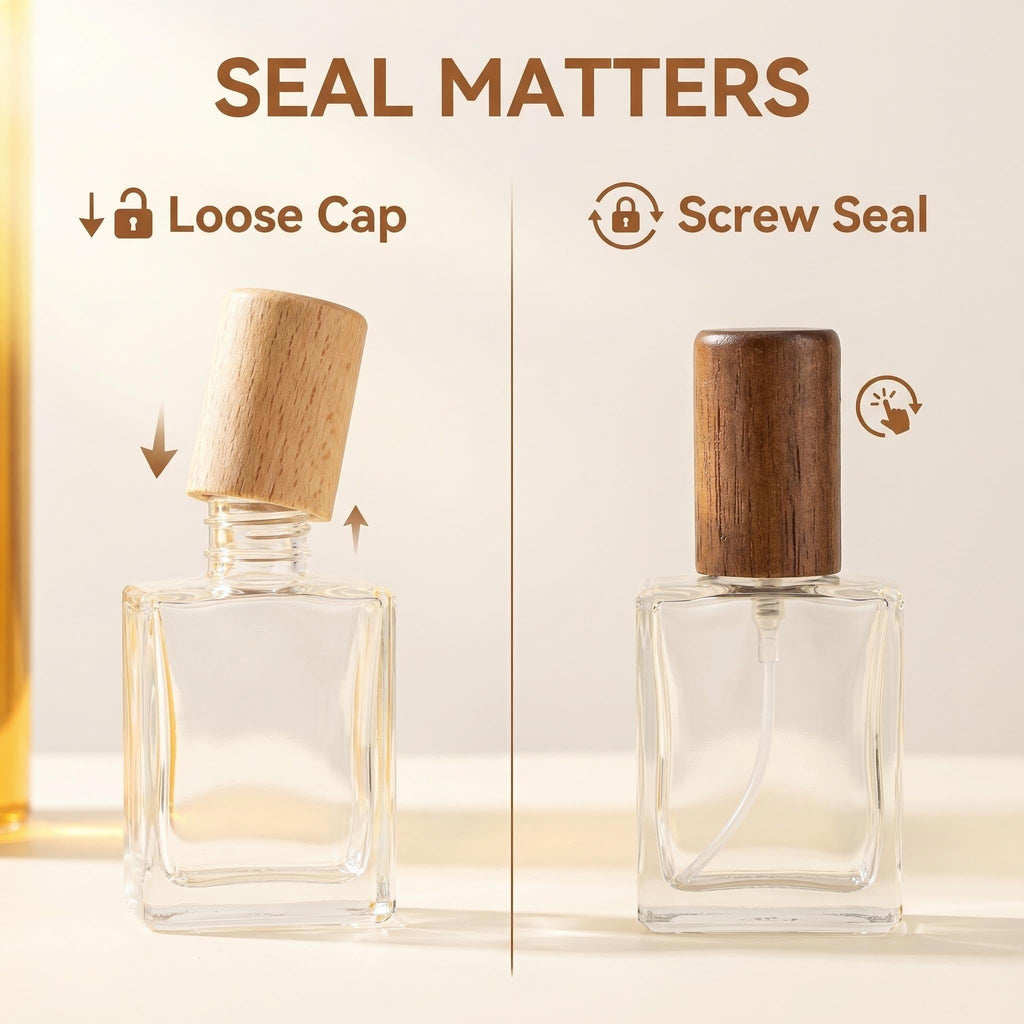 2 Pcs 15ml Clear Mini Glass Perfume Bottle with Wood Lid V300903