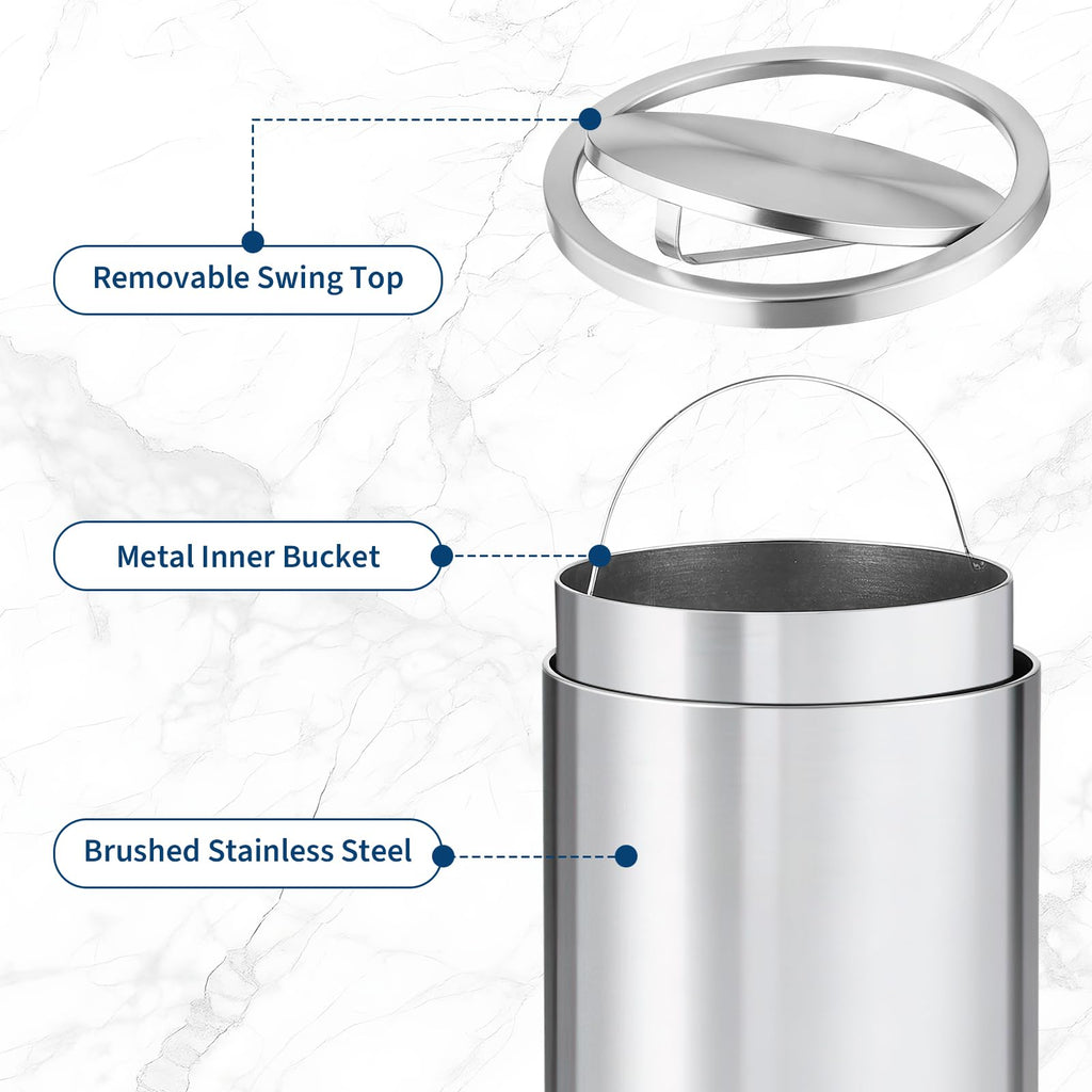 13.2 gal Stainless Steel Swing Top Trash Can Y162