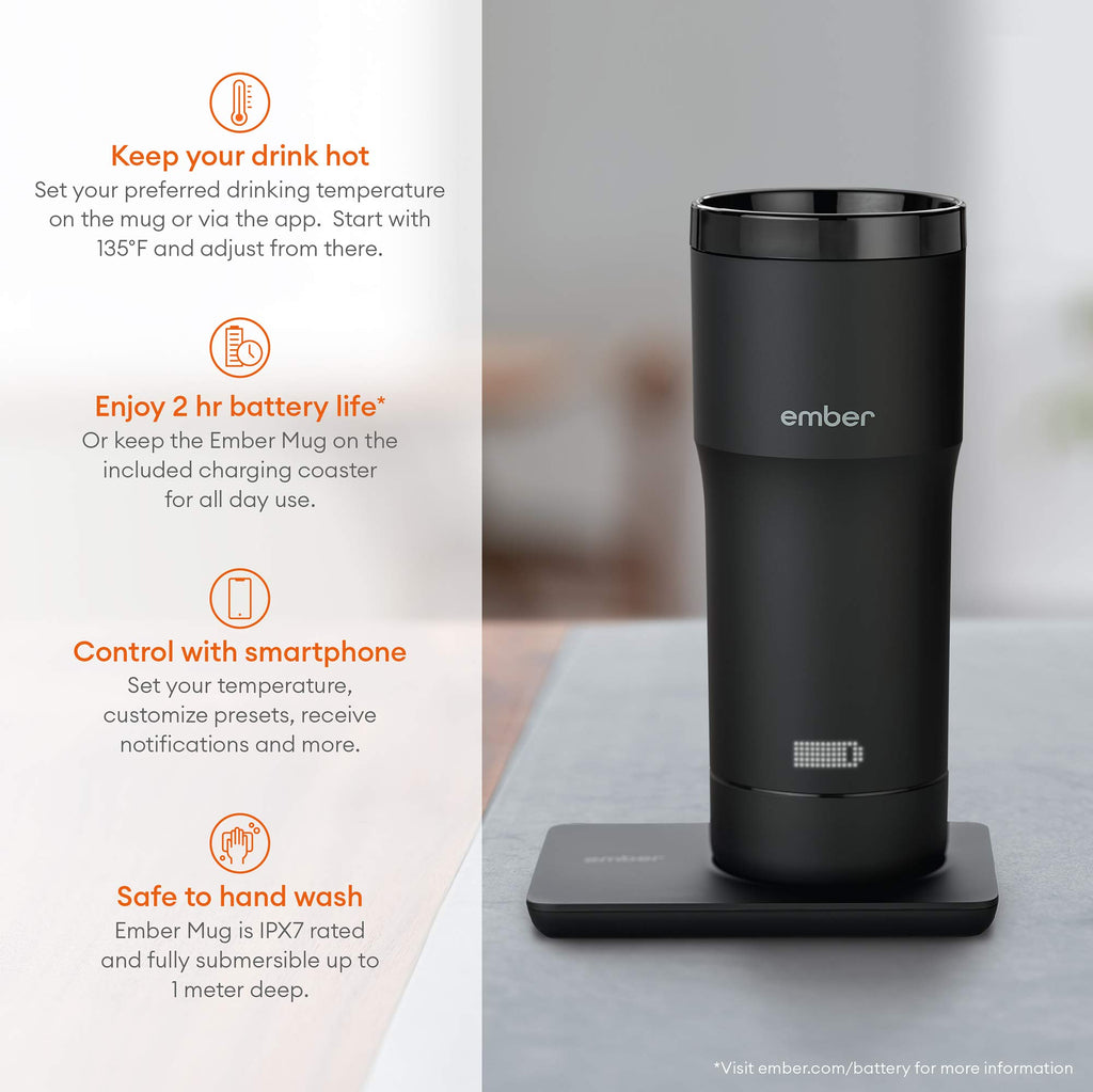 Black 12 Ounce Temperature Control Travel Mug L1470