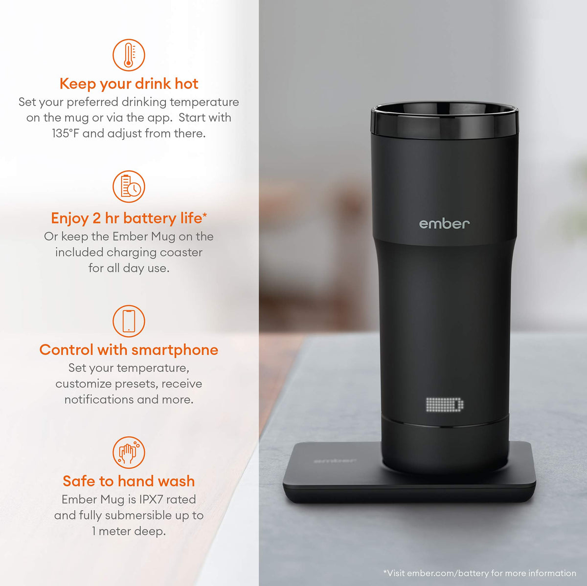 Black 12 Ounce Temperature Control Travel Mug L1470