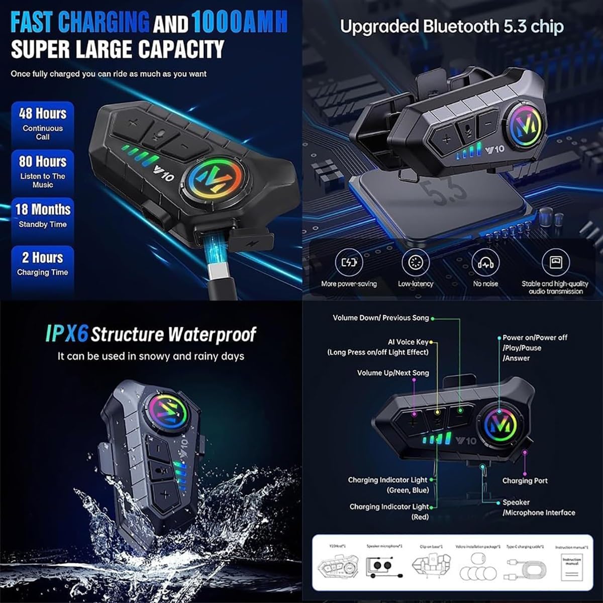 Flip Up Full Face Bluetooth Motorcycle Helmet with Dual Visor F17909