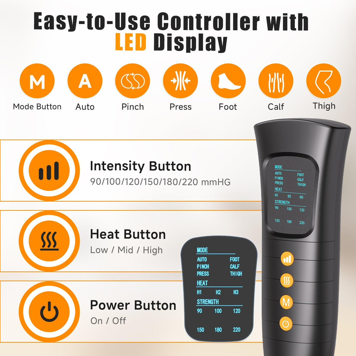 Leg Compression Massager with Heat Y2573