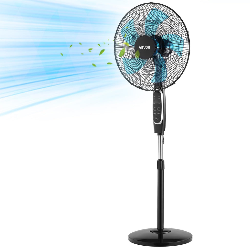 18-Inch Pedestal Fan with Remote Control, 9 Speeds, Oscillating, Black X807