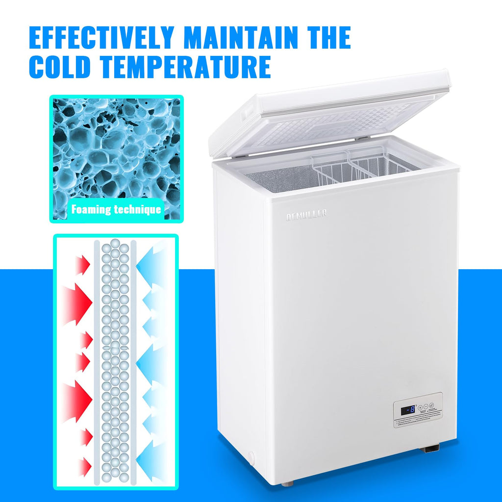 3.5 CU.FT White Chest Freezer with Two Removable Baskets I694