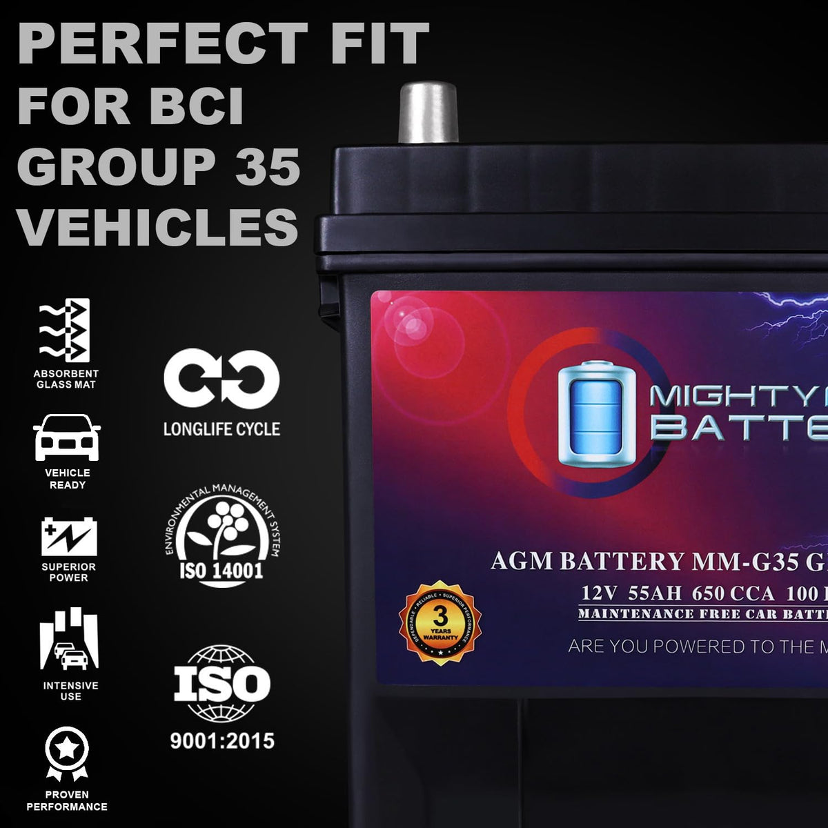 12V 55Ah AGM Replacement Battery I96410