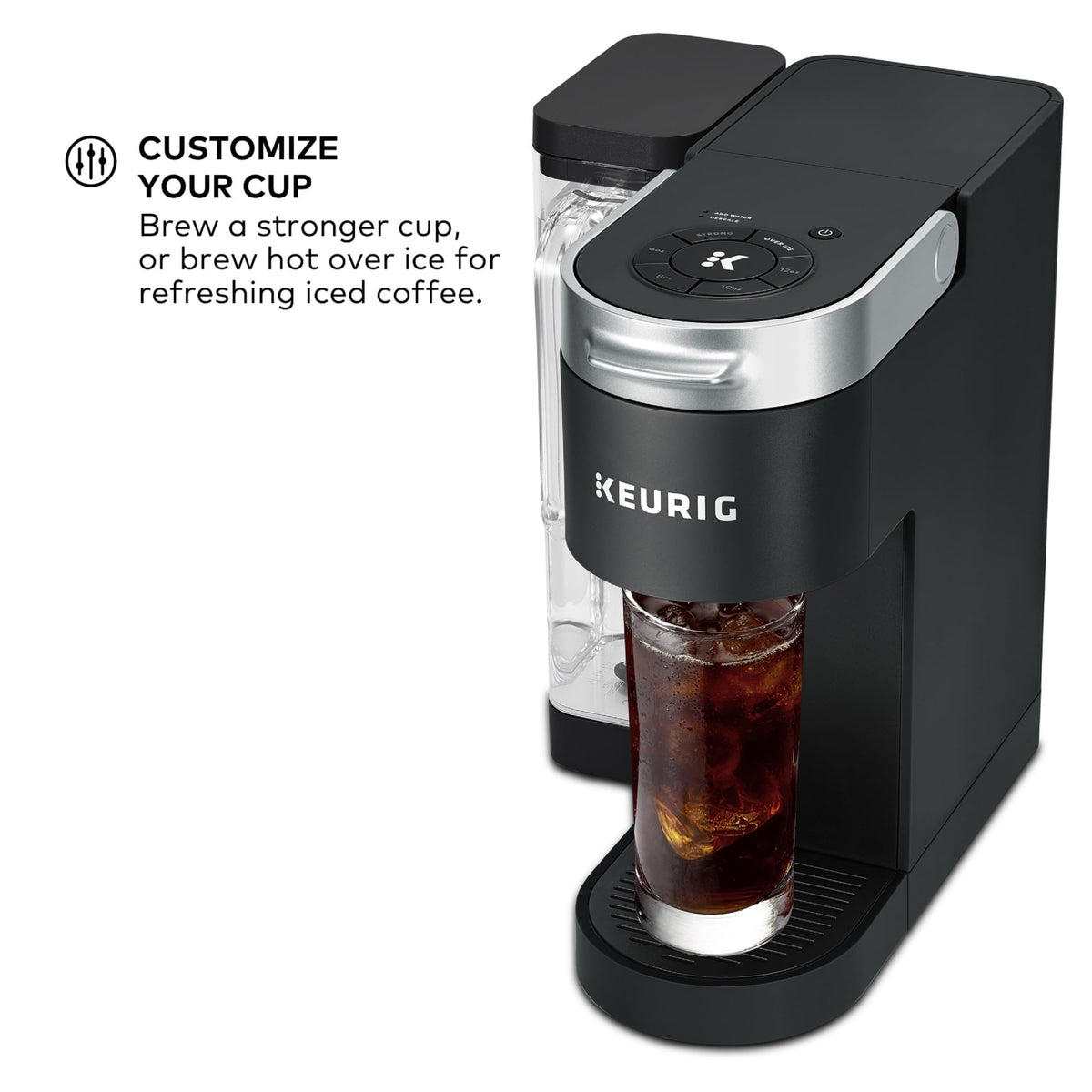 Single Serve K-Cup Pod Coffee Maker, 4 Brew Sizes, Black O22602