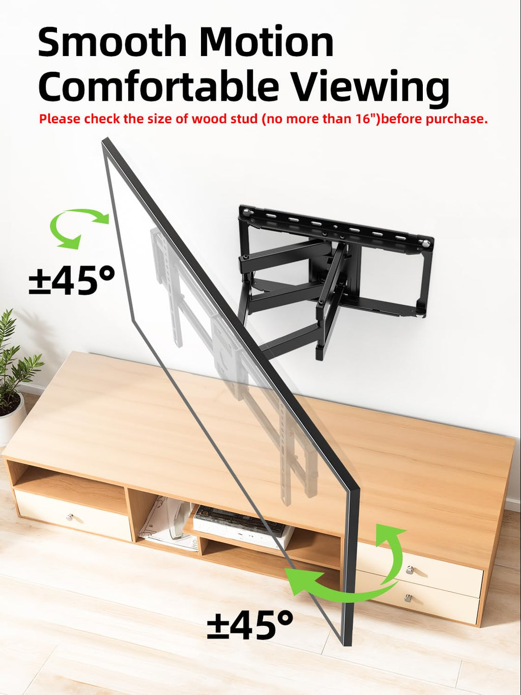 Full Motion TV Wall Mount for 42-90 inch Flat Screen D933