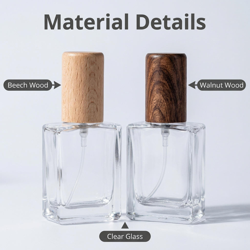 2 Pcs 15ml Clear Mini Glass Perfume Bottle with Wood Lid V300903
