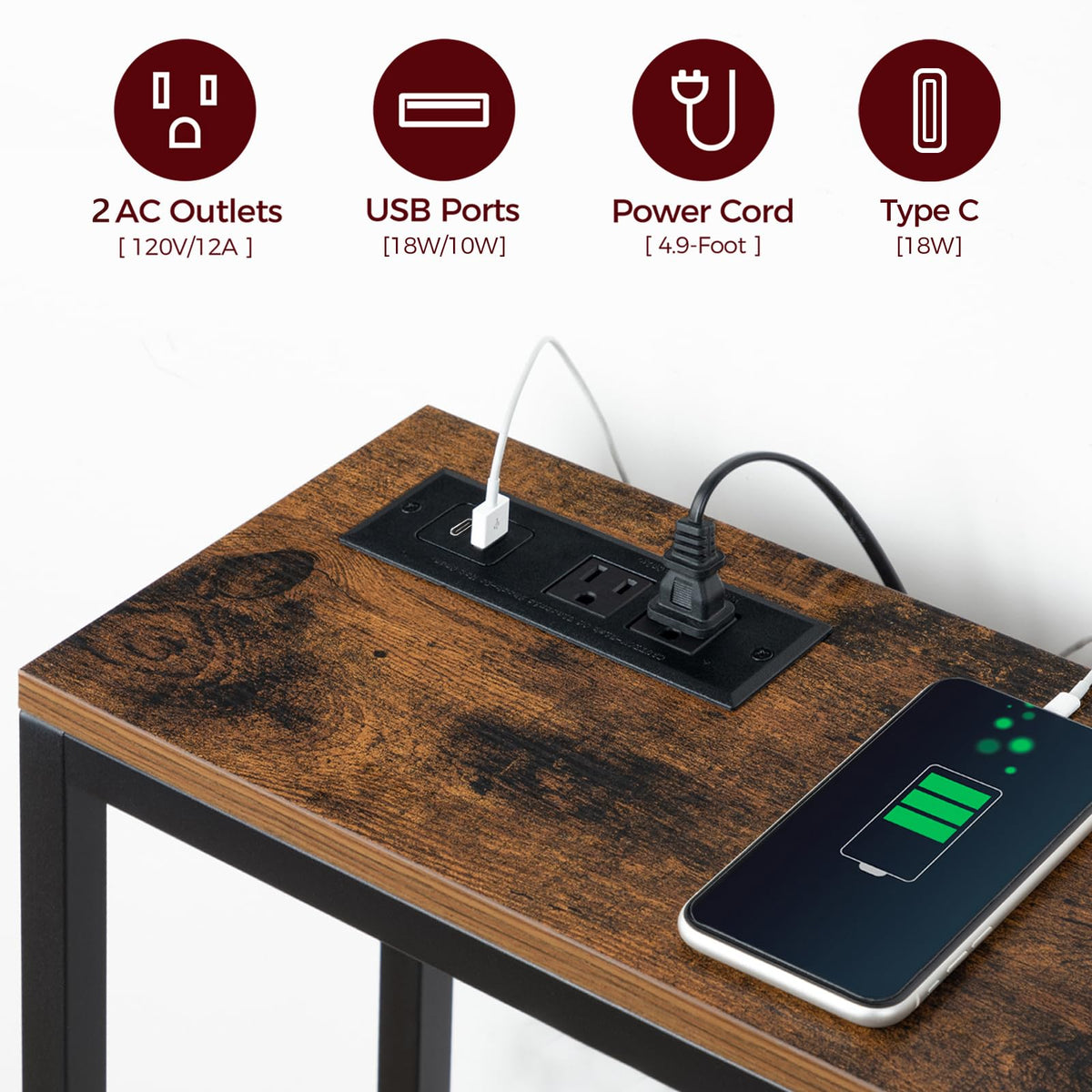 70.9" Narrow Console Table with Power Outlet S2990