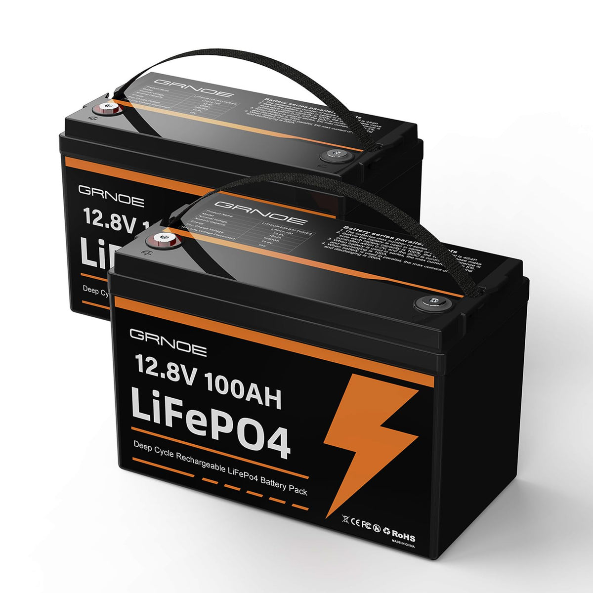 12V 100Ah LiFePO4 Lithium Battery 2 Pack L9802