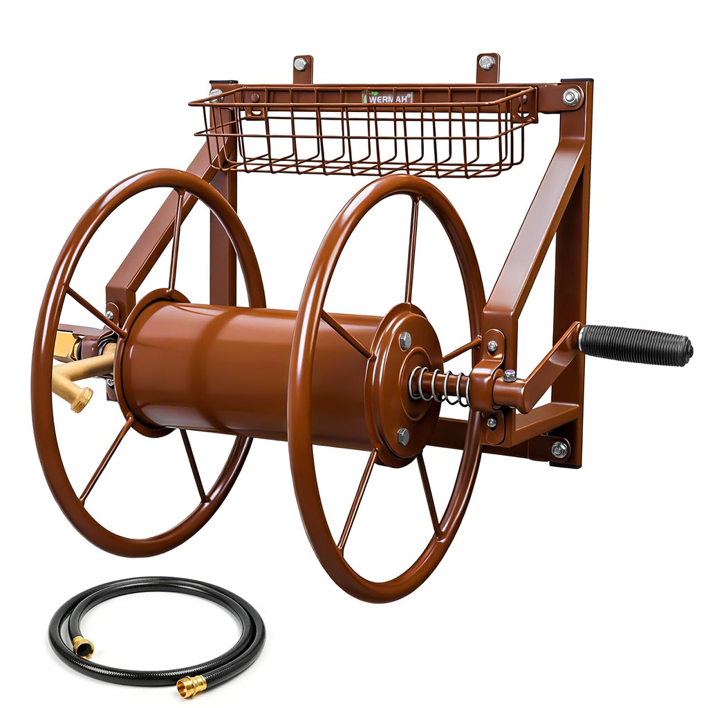 Wall Mount Metal Garden Hose Reel Holds 155ft 5/8" Hose Y95575