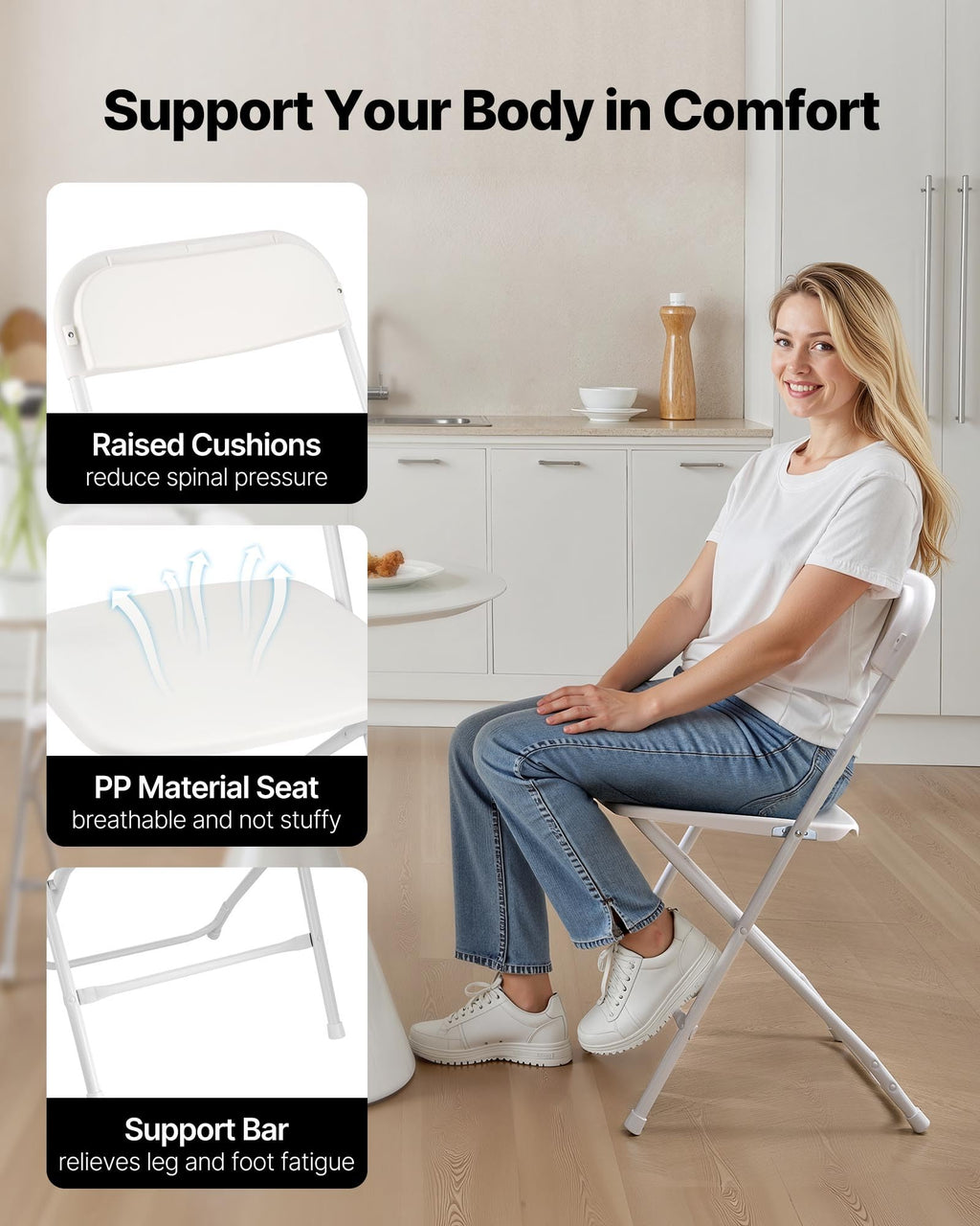 4 Pack Folding Plastic Chairs with Metal Frame I49213