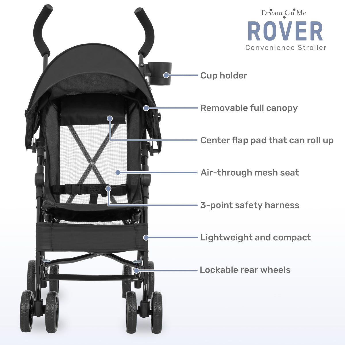 Lightweight Compact Umbrella Stroller with Cup Holder - Black H83782