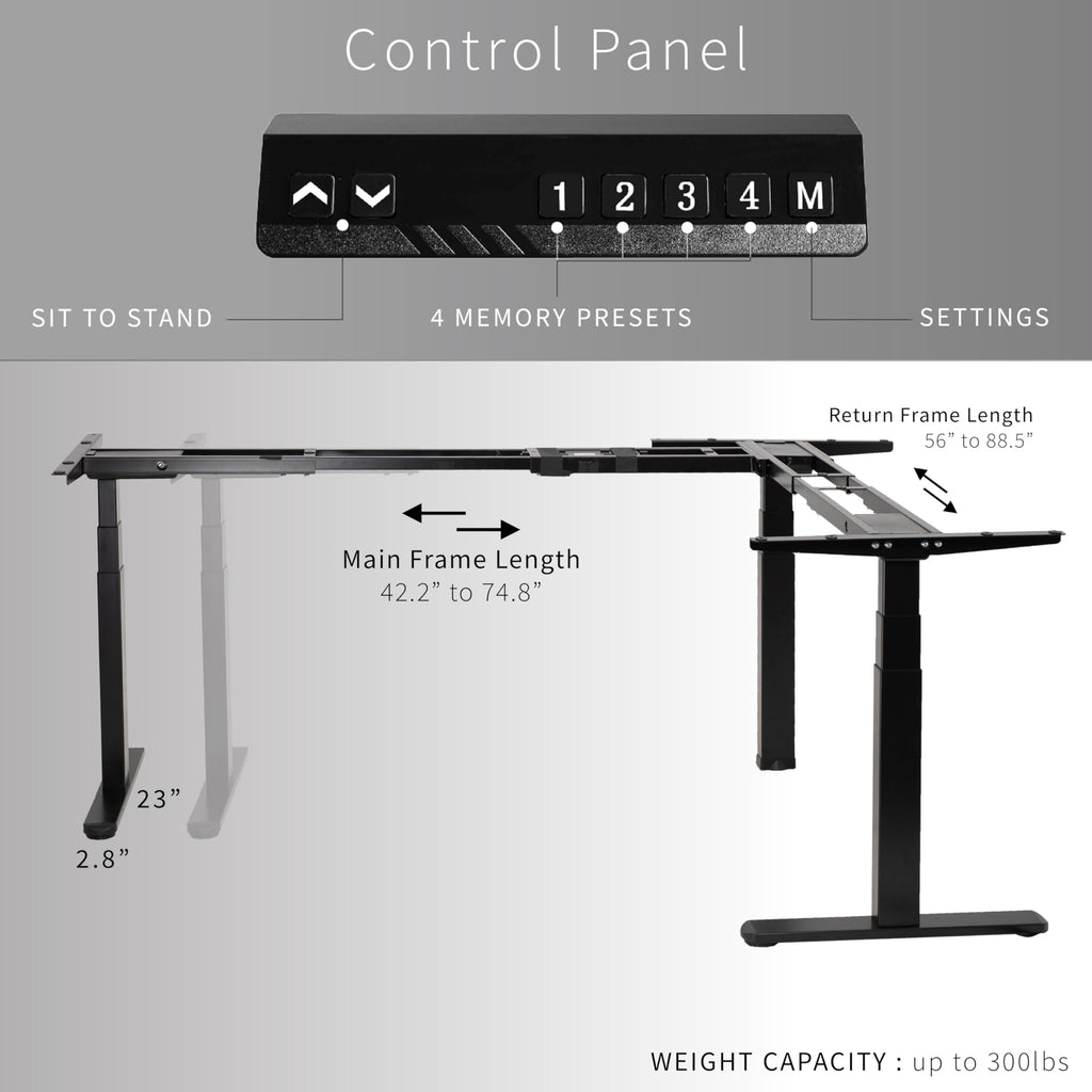Black Electric Corner 3 Leg Standing Desk Frame K20216