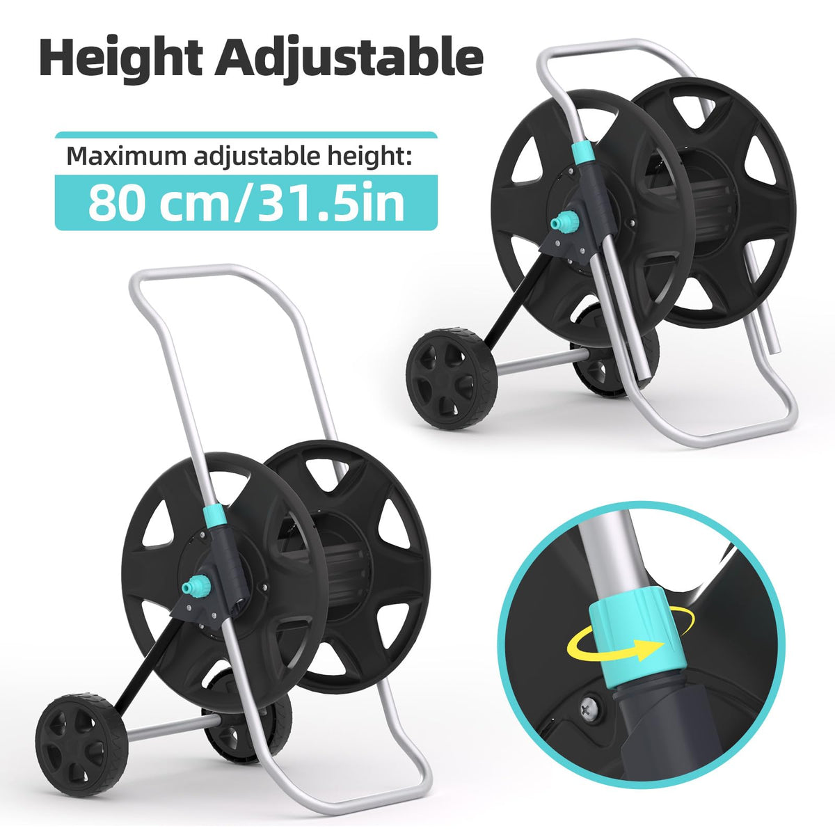 Metal Heavy Duty Garden Hose Reel Cart with Wheels K1063