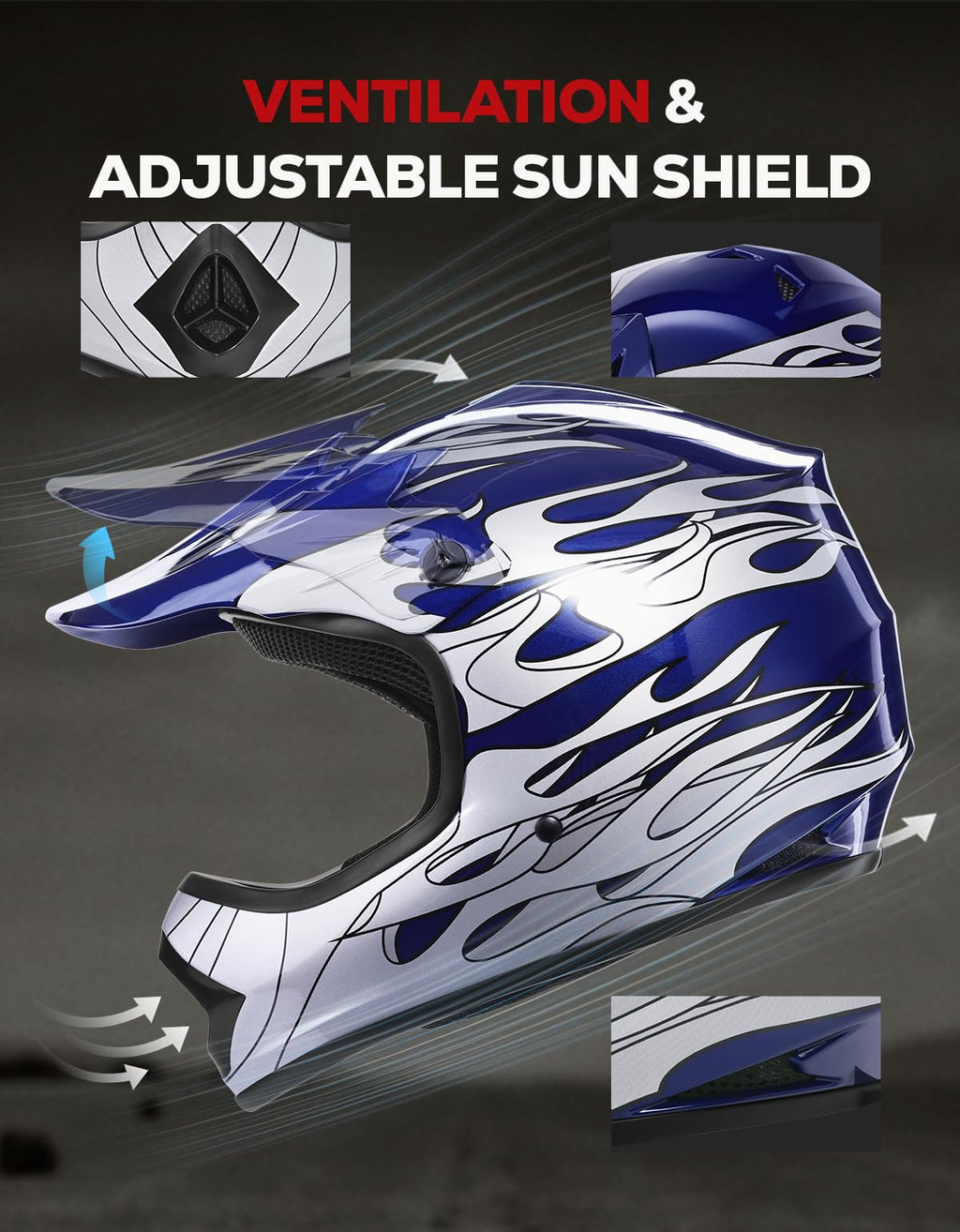 Youth DOT Approved Full Face Motocross Helmet D4595