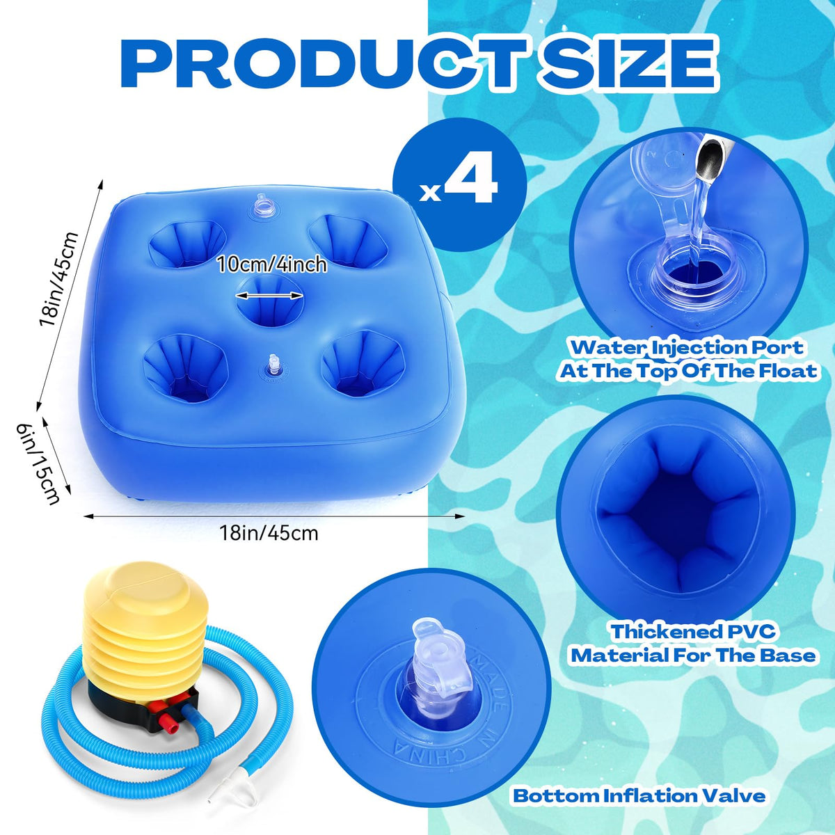 5 Pcs Water Canopy Float Kit with Cup Holders and Hand Air Pump L4277