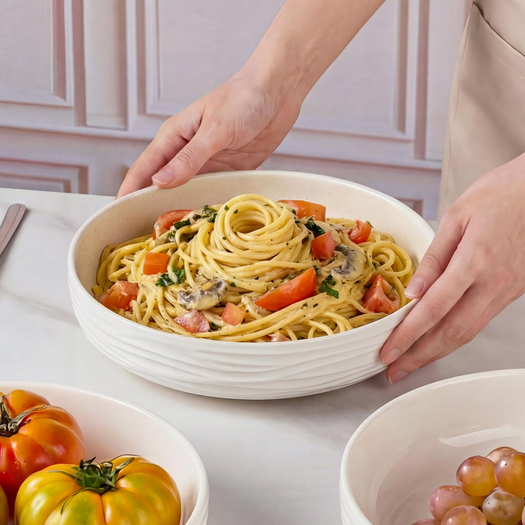 White Pasta Bowls Set of 4 U90857