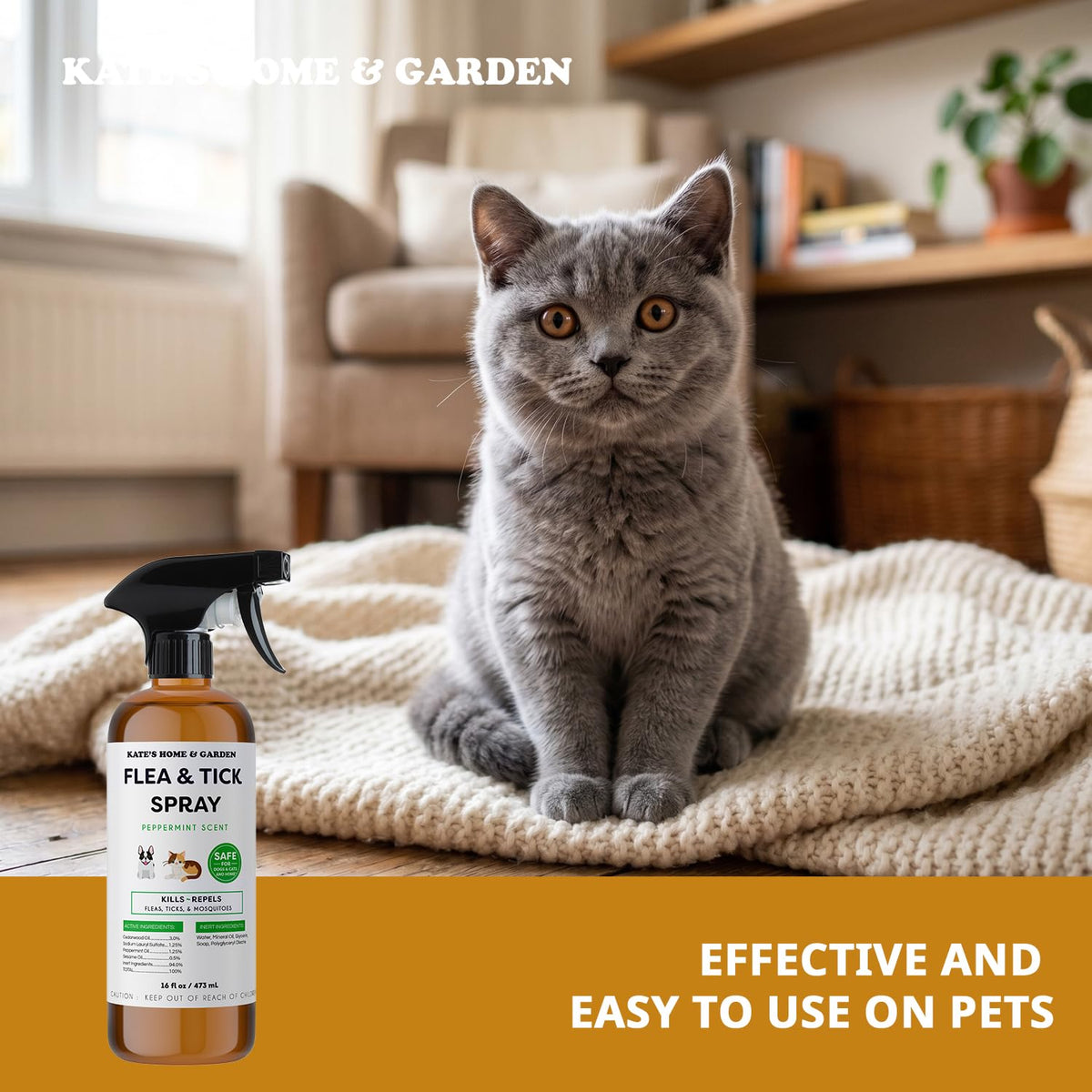 Flea and Tick Spray for Dogs & Cats 16oz H38401