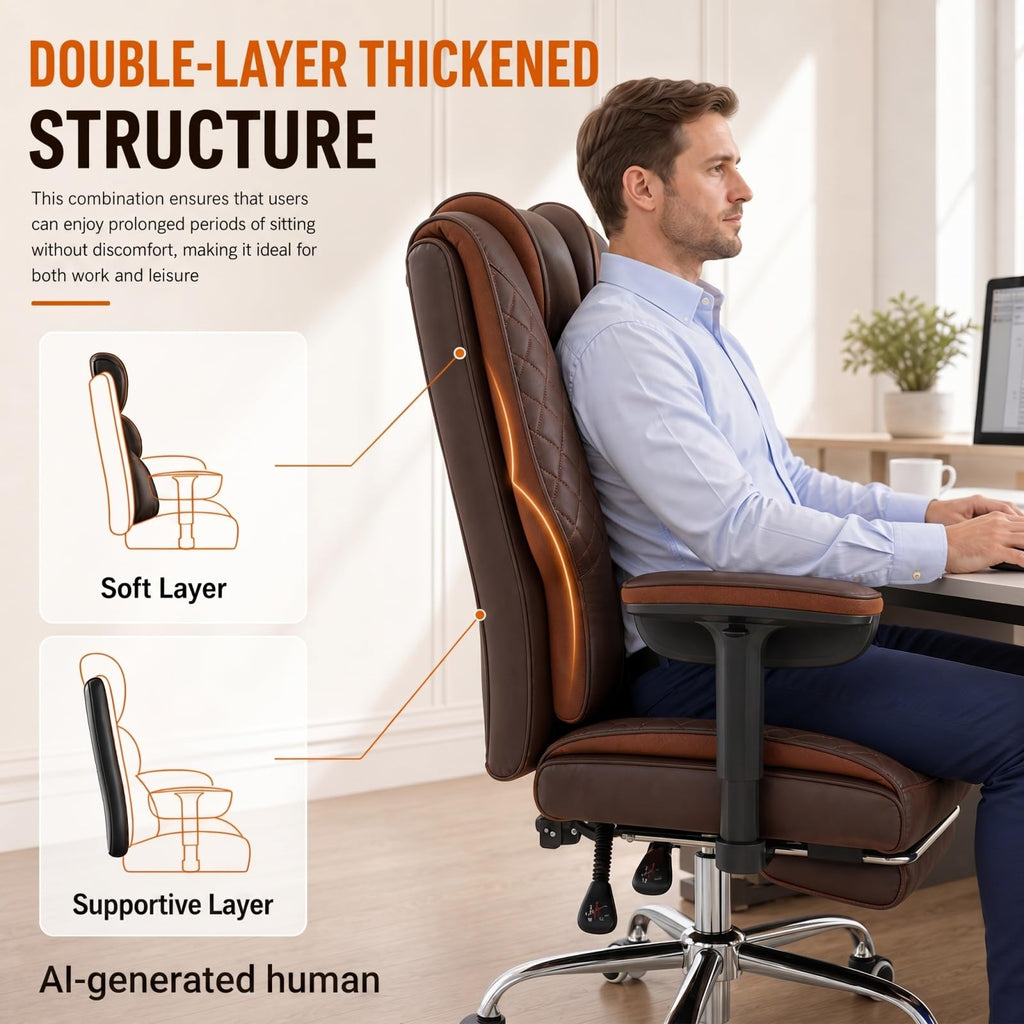 Big and Tall High Back Executive Office Chair with Foot Rest U75348