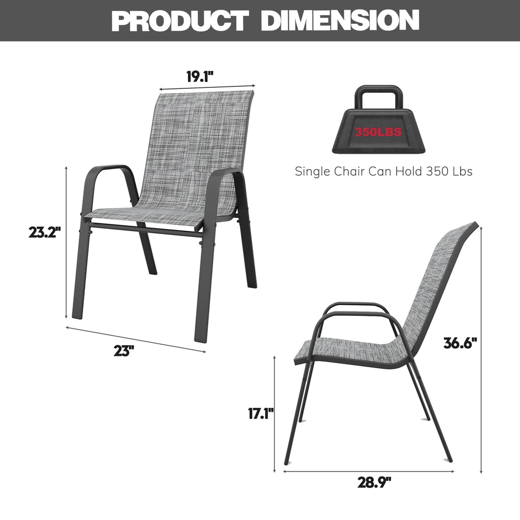 Grey Set of 4 Stackable Textilene Metal Patio Chairs X528348