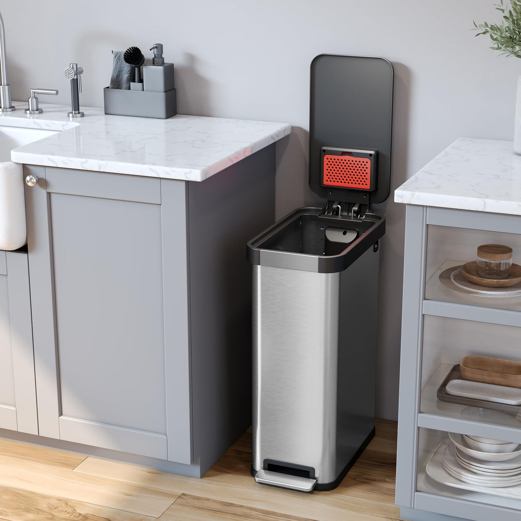 13.2 Gal / 50L Slim Step Pedal Kitchen Trash Can J2008