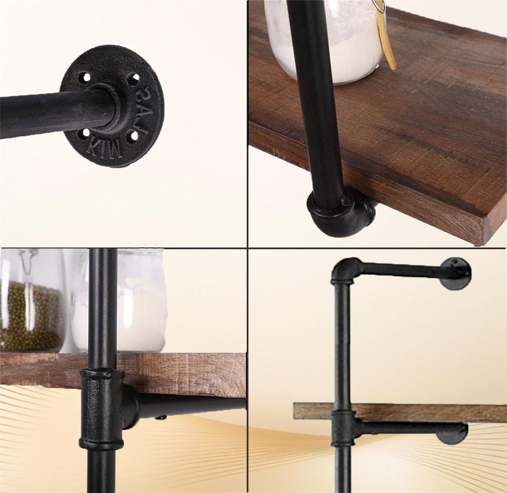 Black Iron Pipe Shelf Bracket, 2Pcs 5 Tier 68" Tall X6672