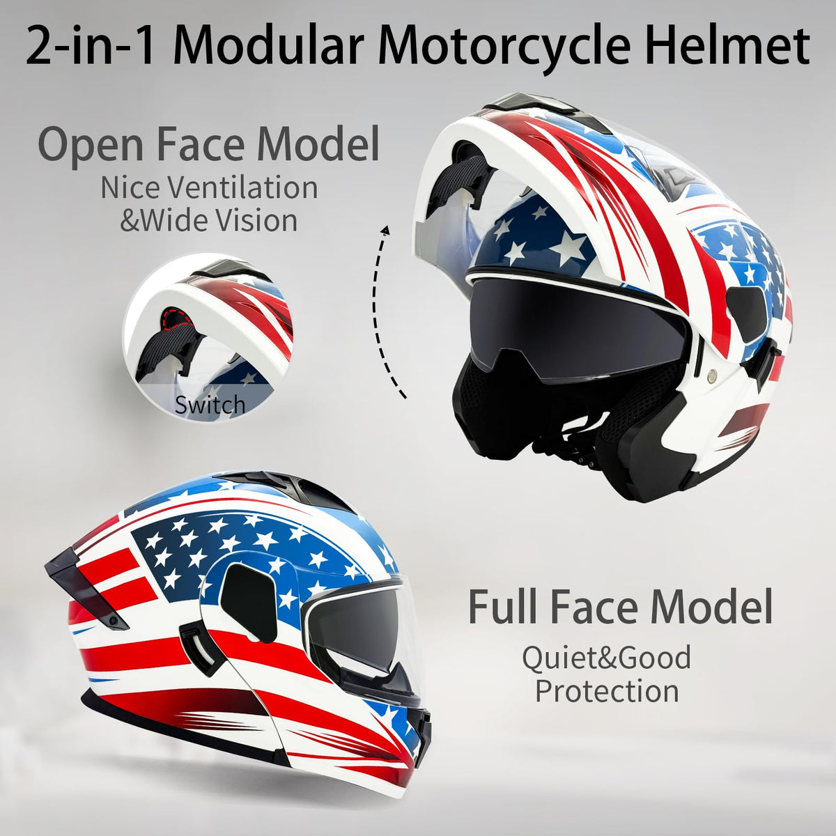 DOT Approved Dual Visor Full Face Motorcycle Helmet C5317