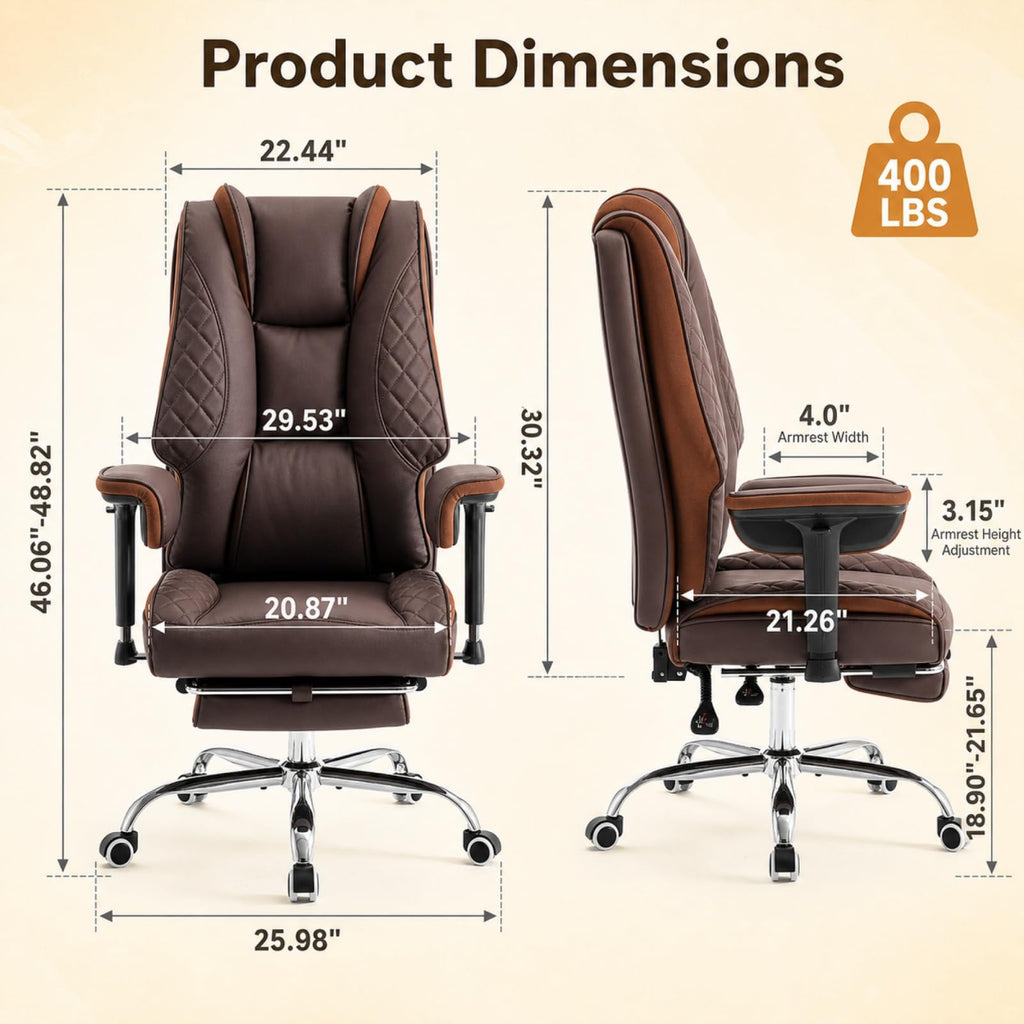 Big and Tall High Back Executive Office Chair with Foot Rest U75348