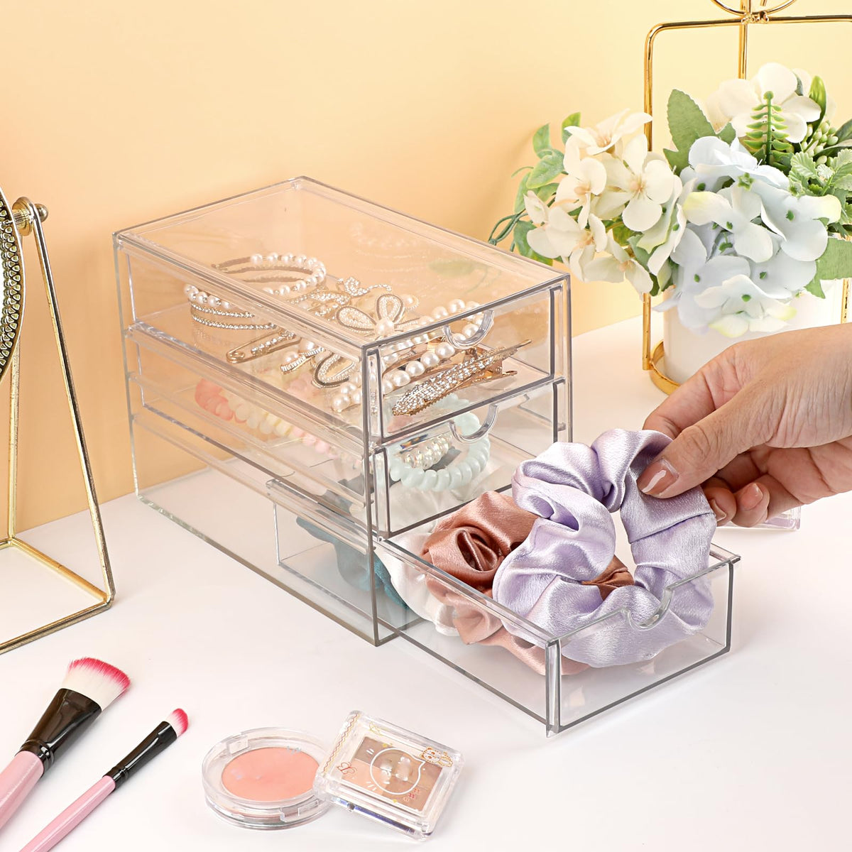 3 Drawer Clear Acrylic Desktop Organizer O6657