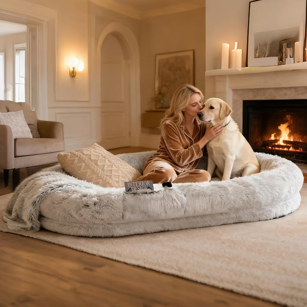 Grey Human Dog Bed 71''x45''x12'' F648