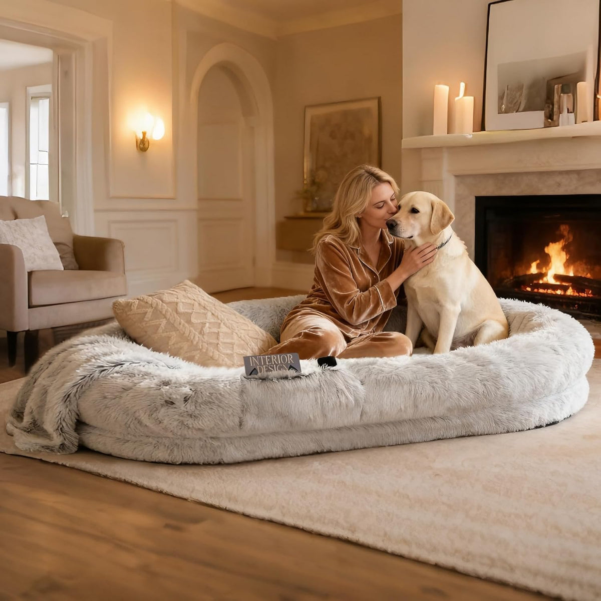 Grey Human Dog Bed 71''x45''x12'' F648