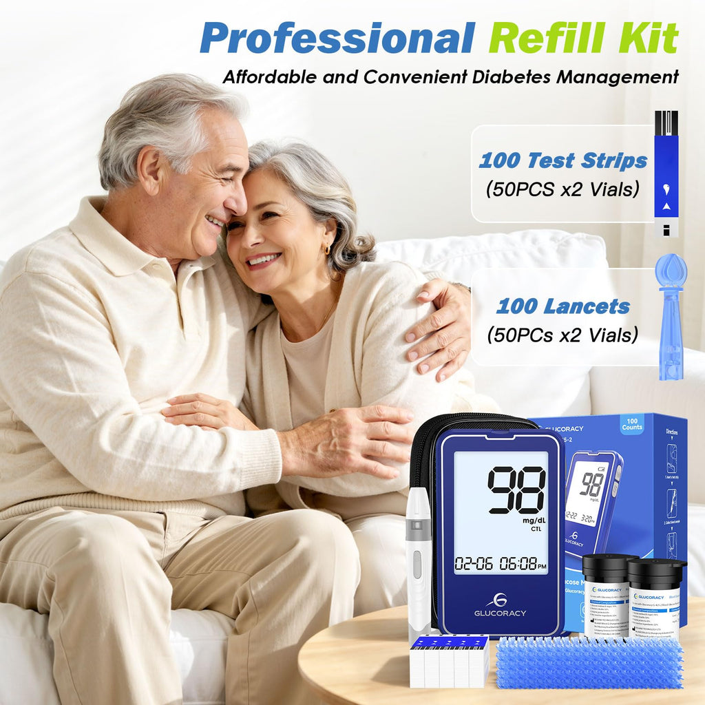 Blood Glucose Monitor Kit with 100 Test Strips I868