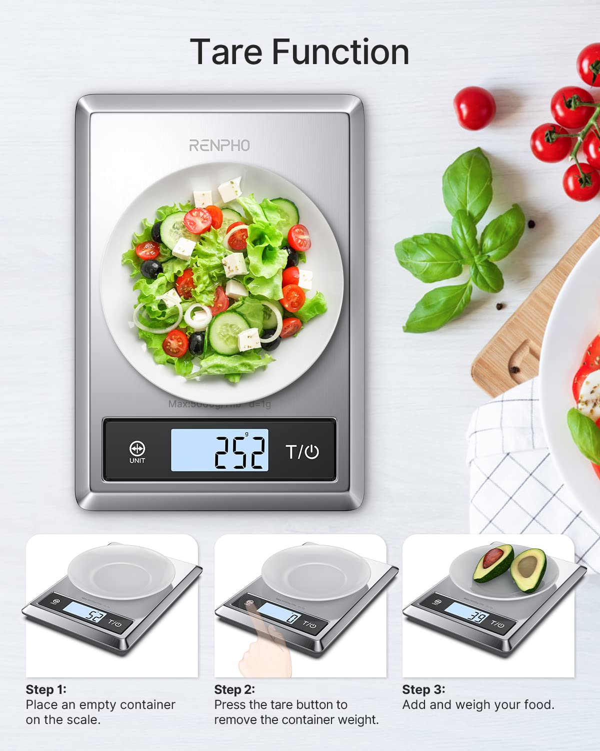 Digital Food Scale and Smart Body Weight Scale with LED Display Z998