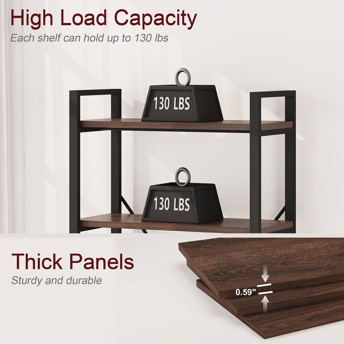 5 Tier Wood and Metal Bookshelf K304903