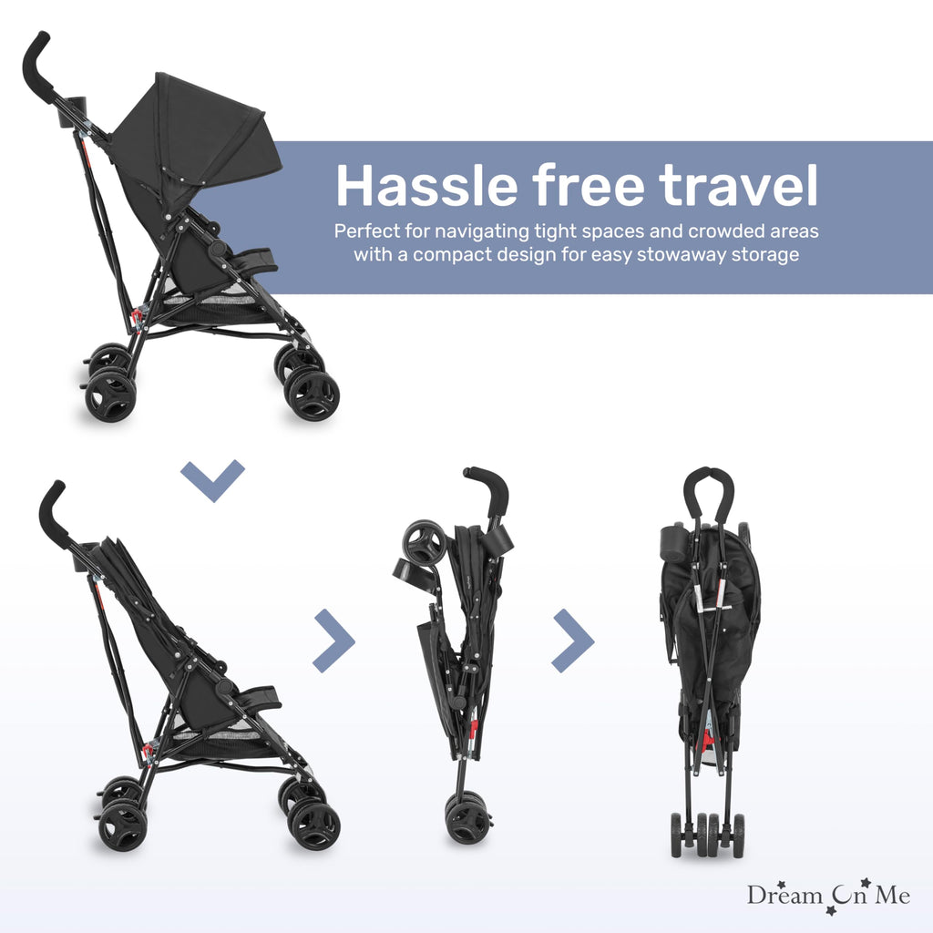 Lightweight Compact Umbrella Stroller with Cup Holder - Black H83782