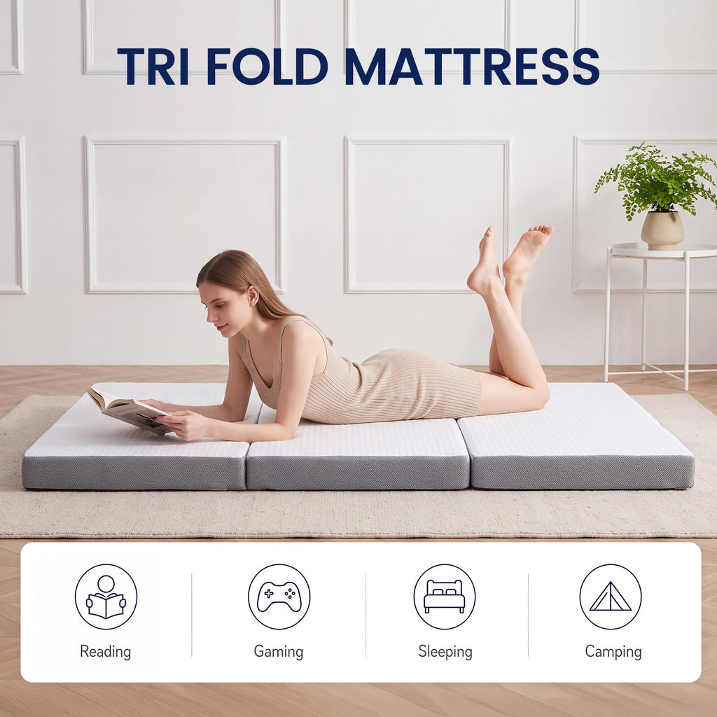 6 Inch Memory Foam Trifold Folding Mattress F666806
