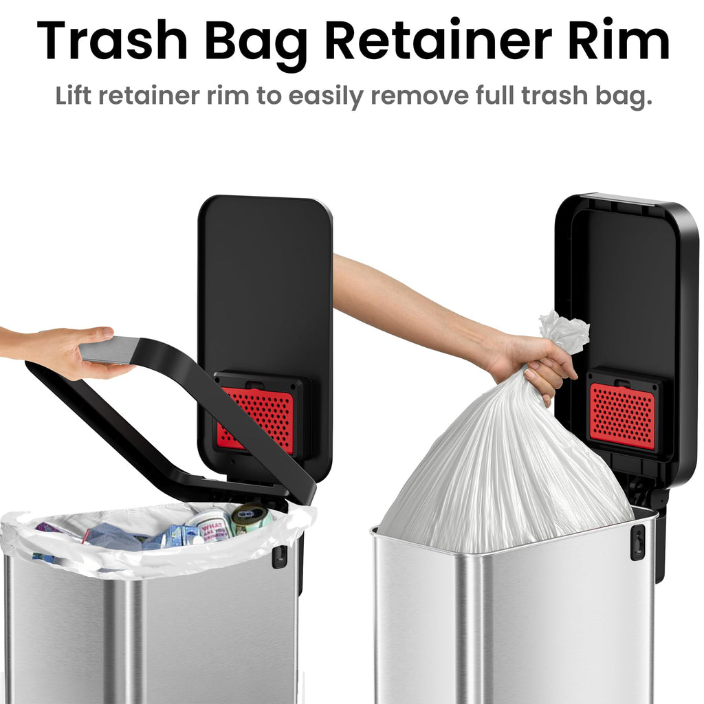 13.2 Gal / 50L Slim Step Pedal Kitchen Trash Can J2008