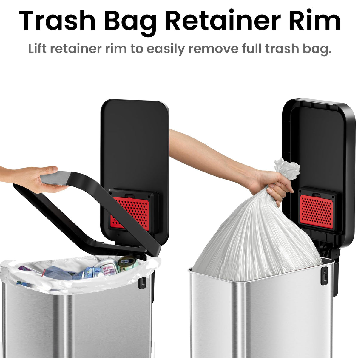 13.2 Gal / 50L Slim Step Pedal Kitchen Trash Can J2008
