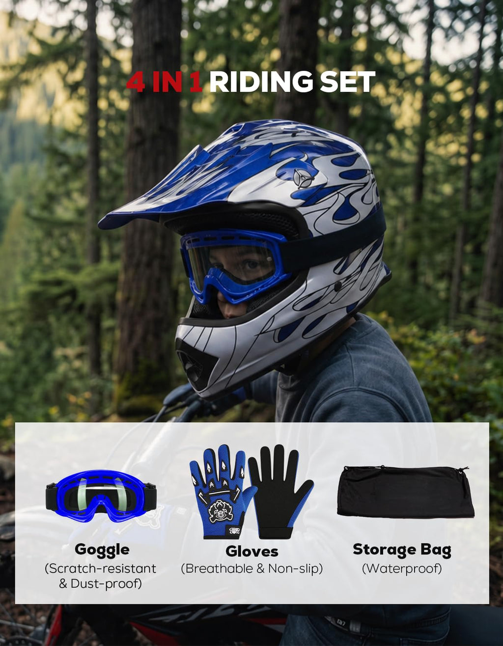 Youth DOT Approved Full Face Motocross Helmet D4595