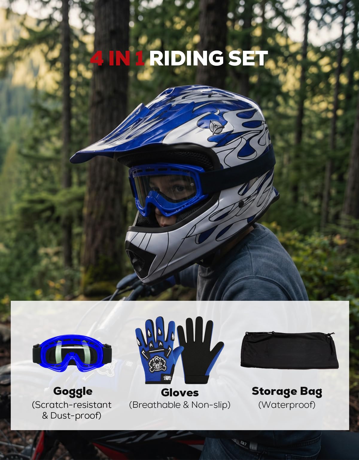 Youth DOT Approved Full Face Motocross Helmet D4595