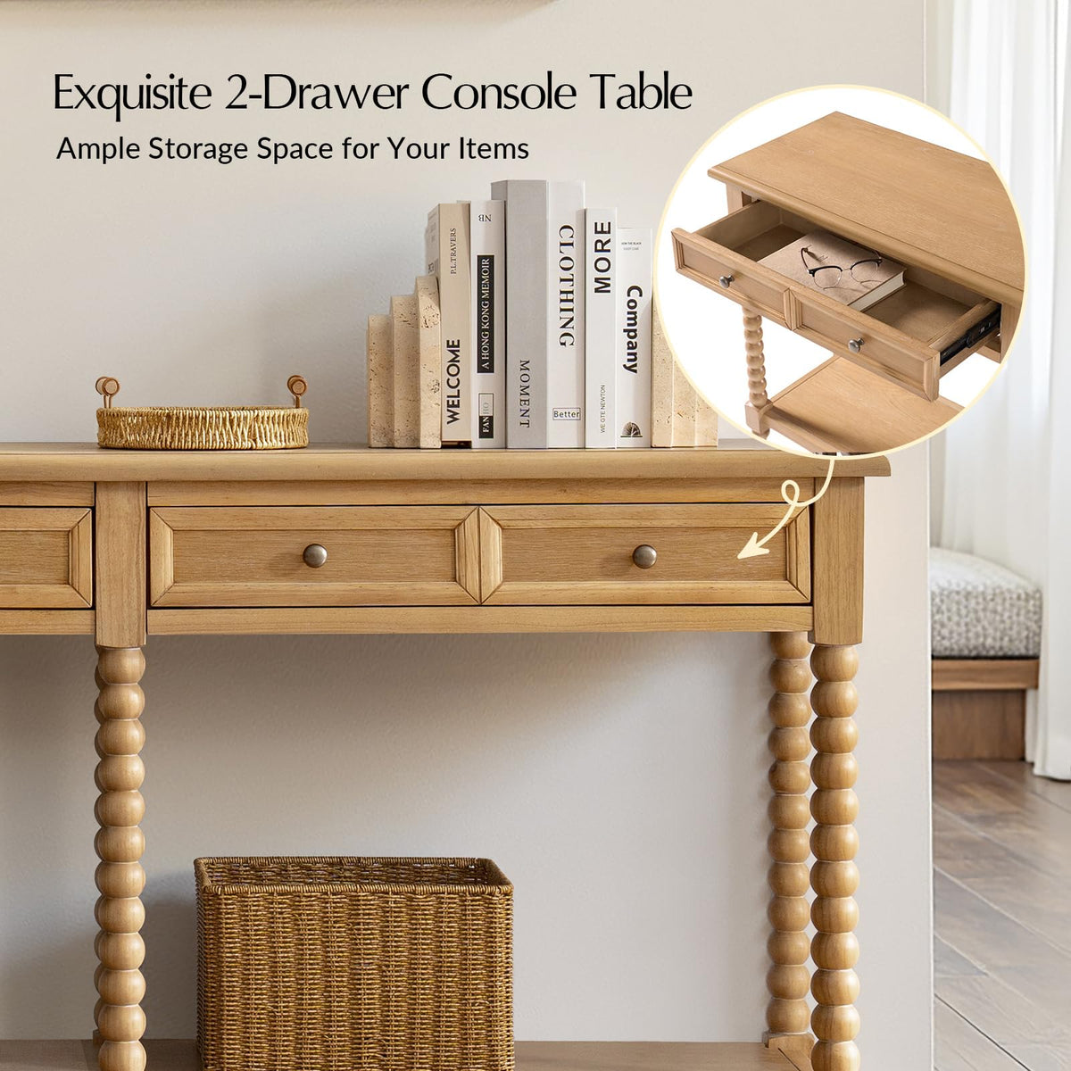 2-Drawer Oak Console Table G15318