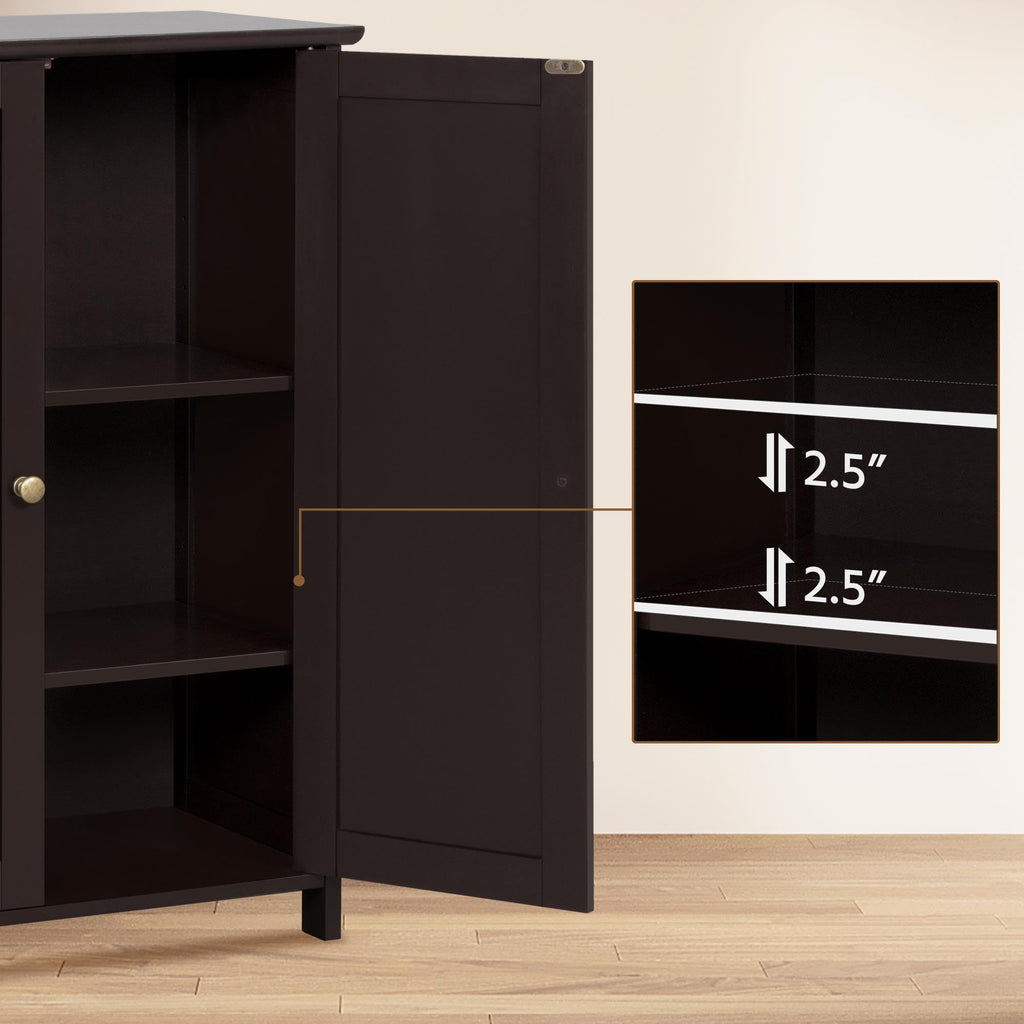 Small Espresso Bathroom Storage Cabinet with 2 Doors T340