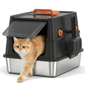 XL Enclosed Stainless Steel Cat Litter Box with Lid B50791