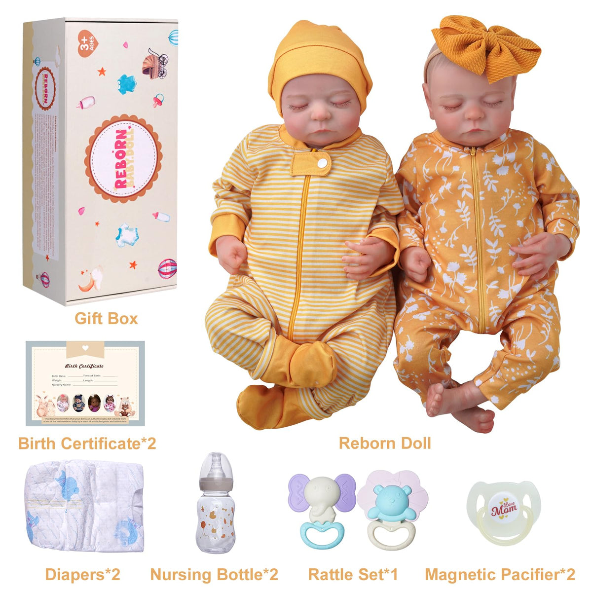 20 Inch Reborn Baby Dolls Twins E3253