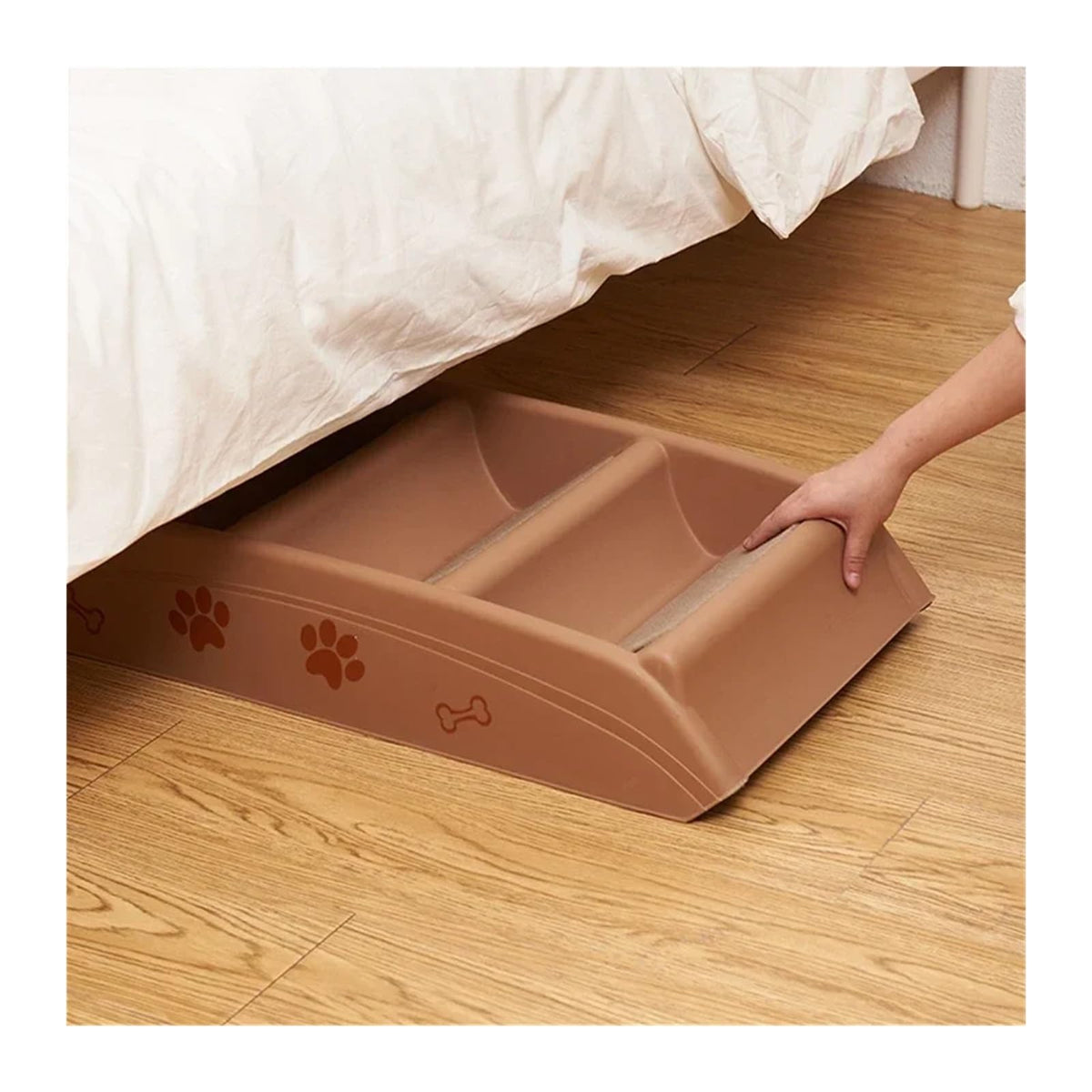 Folding Plastic 4 Steps Non-Slip Dog Stairs Light Gray S885112