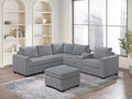 Light Gray Corduroy Upholstered Sectional Sofa Set P446